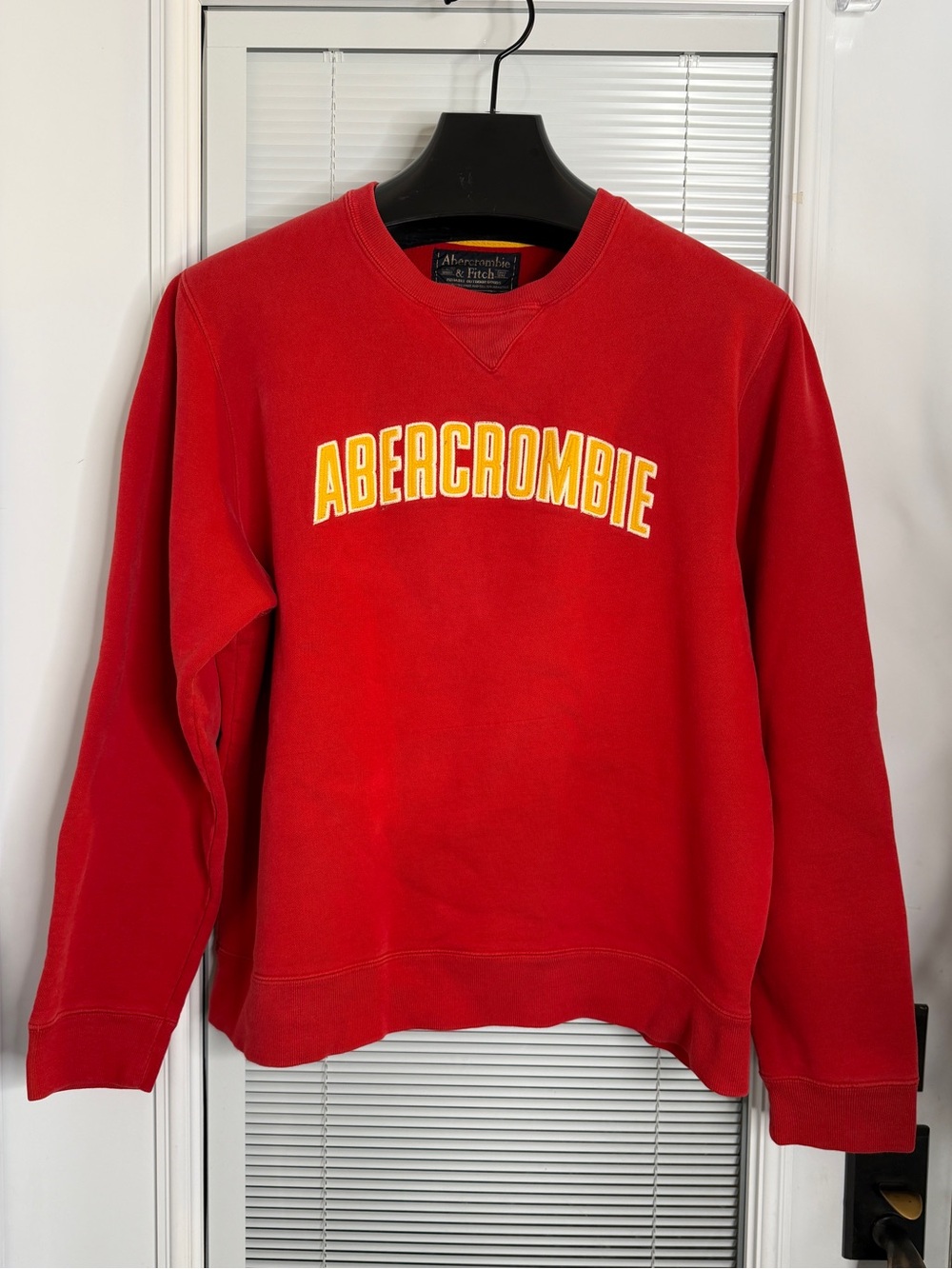 VTG Y2K XL Abercrombie & Fitch Mens Red Arched Logo Crewneck Sweatshirt EUC